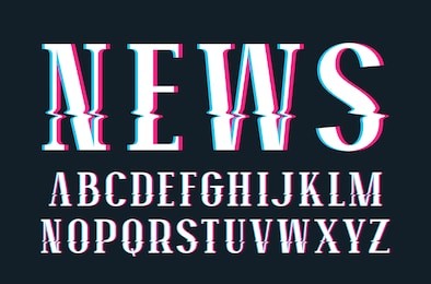 decorative serif font with glitch distortion effect