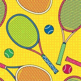 colorful racket and tennis ball seamless pattern. background wallpaper