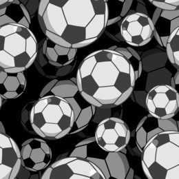 football ball 3d seamless pattern. sports accessory ornament. soccer volume background. texture for sports team game with ball