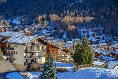 ski resort in winter, zermatt, switzerland