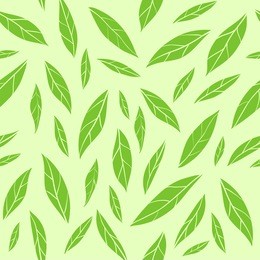 seamless vector pattern with green tea leaves. fashion print, wrapping paper, wallpaper design