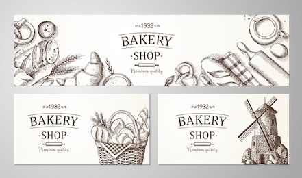 bakery background. linear graphic. bread and pastry collection. bread house. vector illustration.