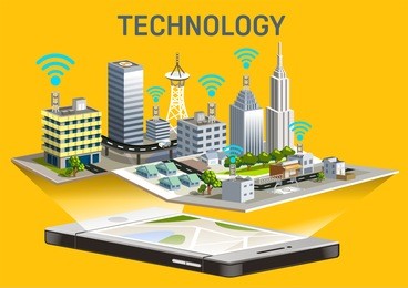 extensive telephone system in the city. free wifi service. the town grew rapidly.map application on smart-phone.