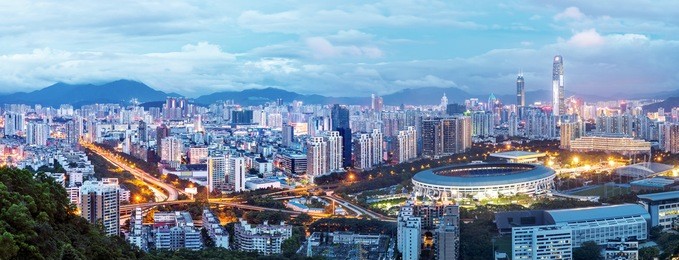 aerial view of shenzhen city night view