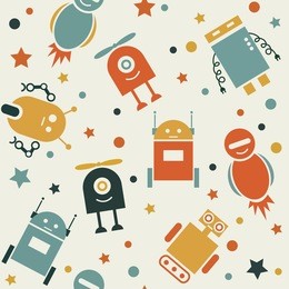cute robots. seamless pattern.baby background.