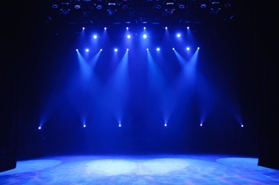 free stage with lights, lighting devices.