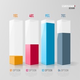 creative vector colorful 3d data chart can be used for work flow layout, diagram, annual report, web design. business concept with 4 options, steps or processes.