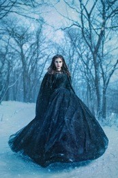 mysterious woman in black