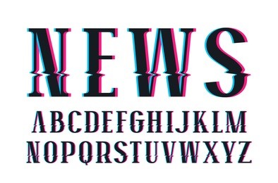 decorative serif font with glitch distortion effect