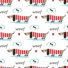 seamless pattern with dogs, bones and lettering for wrapping paper, scrapbook paper, bedding pattern
