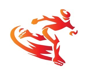 passionate extreme sports athlete in action logo - inline skates