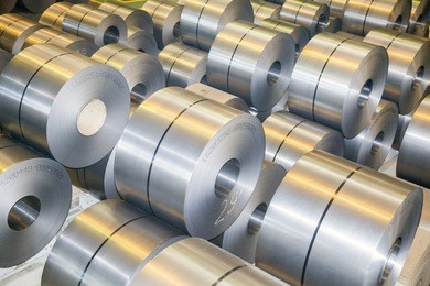 rolls of steel sheet in a plant galvanized steel coil