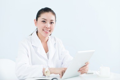 young pretty woman doctor in clinic