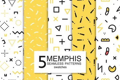 collection of swatches memphis patterns - seamless. fashion 80-90s. abstract trendy vector backgrounds.