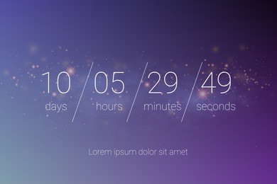 countdown web site vector flat template digital clock timer background for coming soon or under construction design