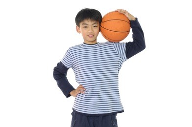 little boy with basketball