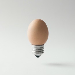 egg lightbulb on bright background. idea concept.