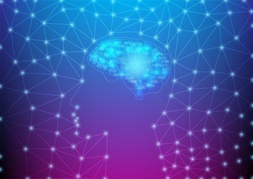 abstract digital and technology background. artificial intelligence with neural network in polygon design.