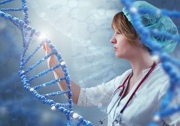 innovative technologies in science and medicine. 3d illustration elements in collage