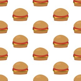 burger seamless pattern. burgers on white background