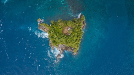 aerial shooting of islands and cliffs