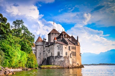 montreux, switzerland - august 18, 2011 - castle chillon one of the most visited castle in switzerland attracts more than 300,000 visitors every year.
