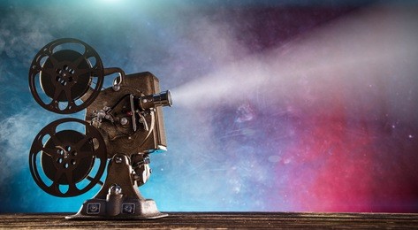 old style movie projector, still-life, close-up.