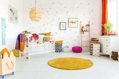 white spacious room designed for a little baby