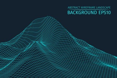 wireframe landscape background. abstract vector.3d technology illustration.
