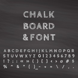 vector chalk font  and chalk board.