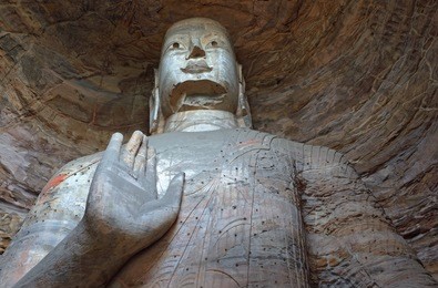 yungang grottoes. world cultural heritage. one of china's four most famous "buddhist caves art treasure houses", is located datong, shanxi province. it is cave 19 inside feature.