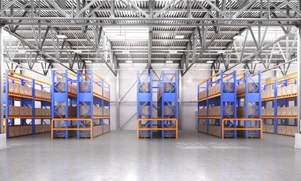 empty warehouse full of cargo. 3d illustration