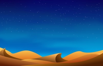 desert landscape with stars on the night sky. romantic natural wallpaper. eps10 vector illustration.