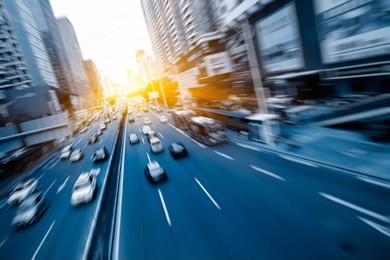 urban traffic with cityscape in modern city of china.