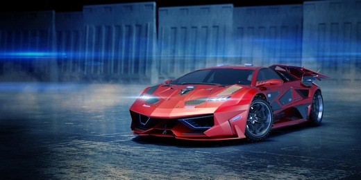 3d rendering of a brand-less generic concept car. 