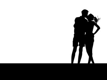 silhouette vector of romantic couple. lovers woman and man kissing