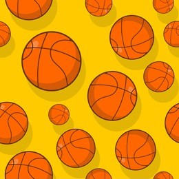 basketball seamless pattern. sports accessory ornament. basketball background. orange spherical. texture for sports team game with ball
