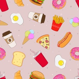 fast food. seamless background with fast food. vector illustration.