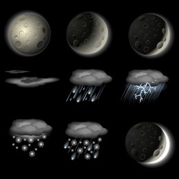moon and weather vector icon set