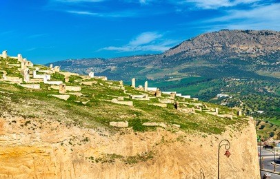 cemetery at the marinid tombs in fes - morocco