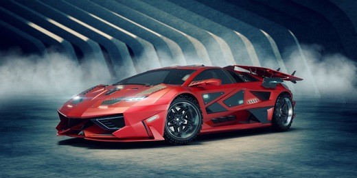 3d rendering of a brand-less generic concept car