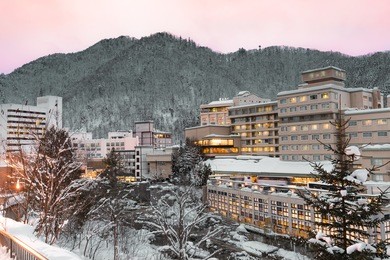 jozankei onsen is popular as a hot spring close to the city center of sapporo / winter 2017 sapporo hokkaido japan.