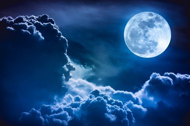 super moon. attractive photo of background night sky with cloudy and bright full moon. nightly sky with beautiful full moon. the moon were not furnished by nasa.