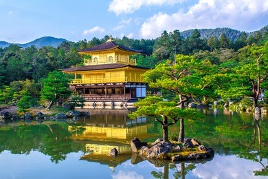 kinkaku-ji, the golden pavilion, a zen buddhist temple in kyoto, japan
