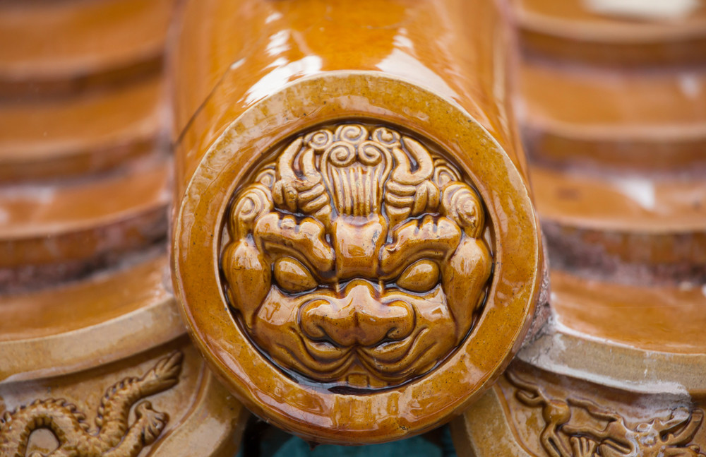 traditional chinese glazed roof tiles. 