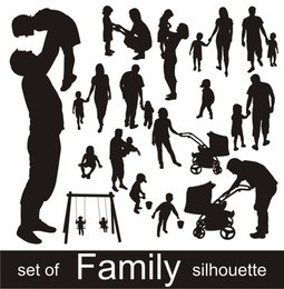 set of family silhouettes.
