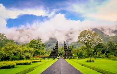 gates to one of the hindu temples in bali in indonesia