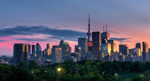 toronto city at sunset, ontario, canada