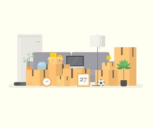 moving to new house. moving boxes