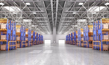 empty warehouse full of cargo. 3d illustration